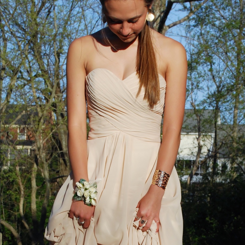 Strapless chiffon prom dress
